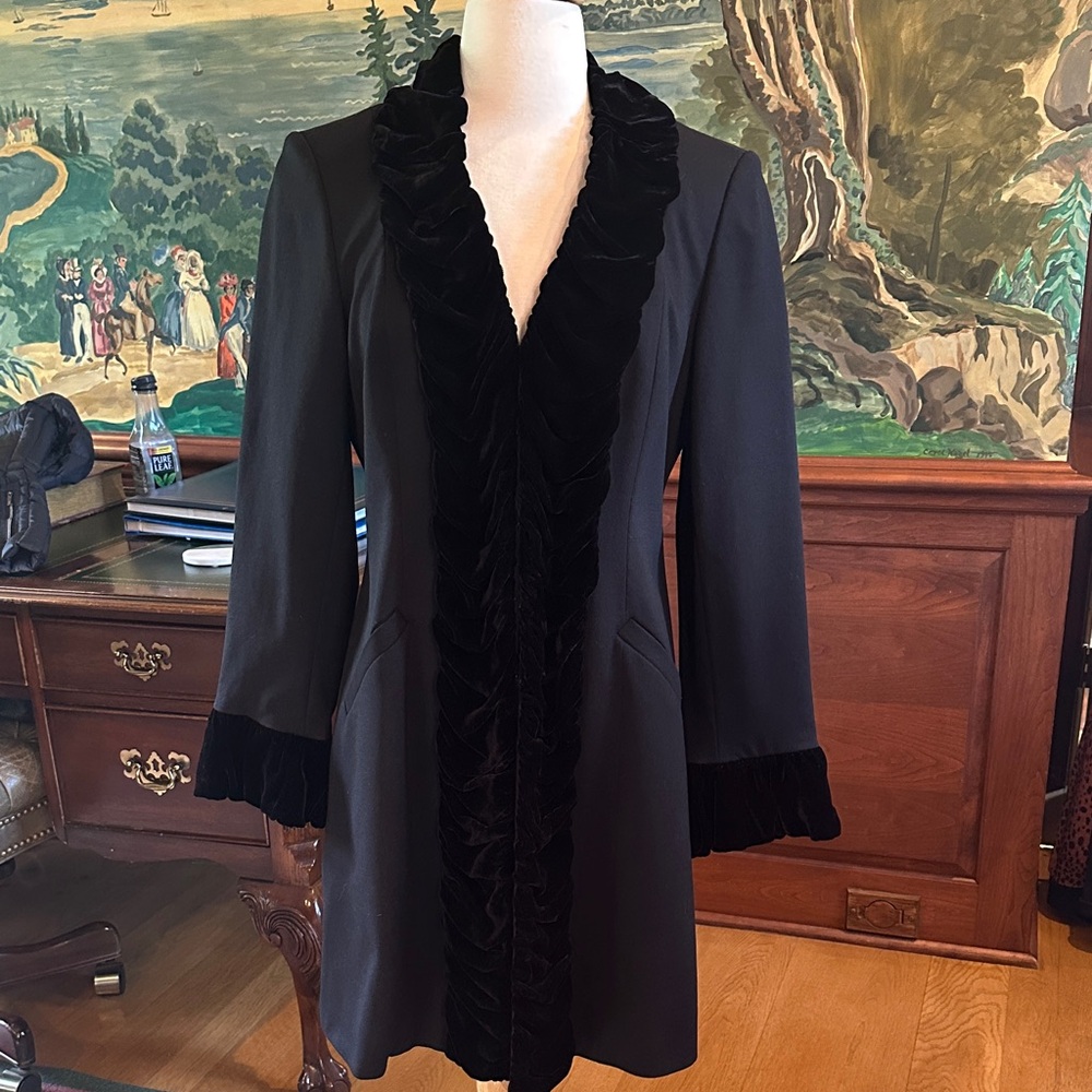 INC International Concepts Black Velvet Trim Blazer